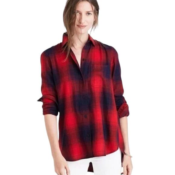 Madewell Ex-Boyfriend plaid Shirt. - Picture 1 of 7